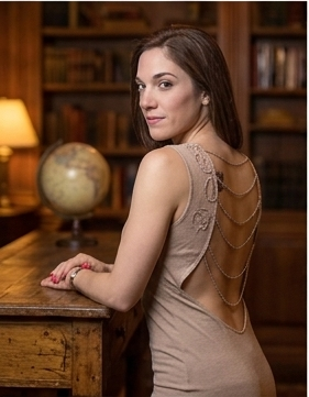 Beige dress side detail